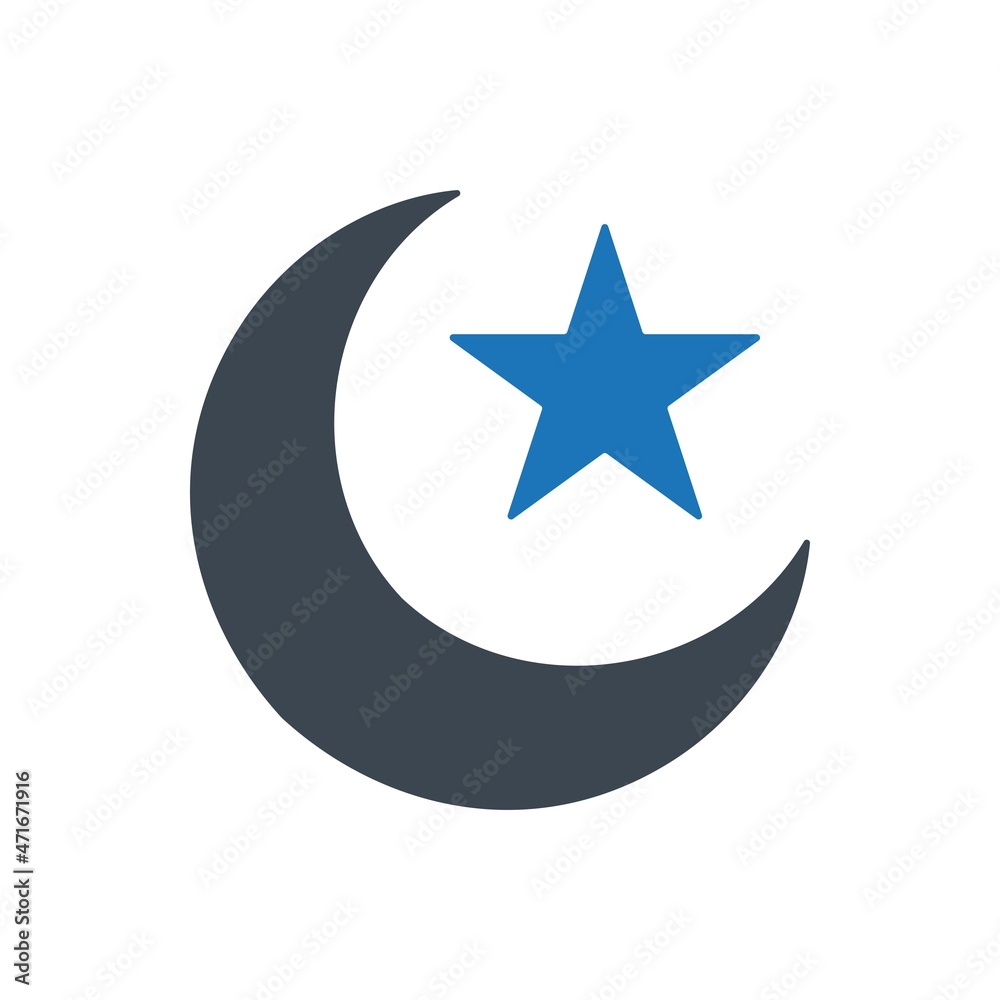 Moon with star icon ( vector illustration ) Moon with star icon ( vector illustration )