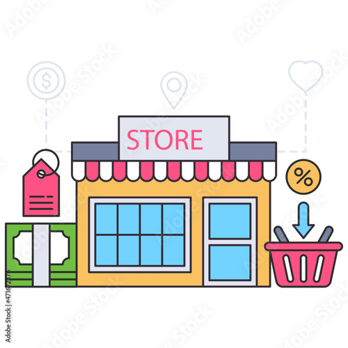 Modern design illustration of store building