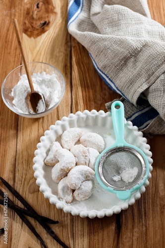 Fresh Vanilla Cookies Vanillekipferl With Powdered Sugar