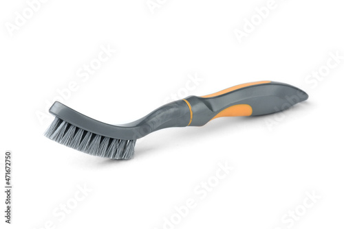 Gray cleaning brush isolated on white background.