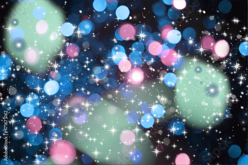 purple bokeh on a dark background with shimmering glitter, disco background, shiny texture, beautiful blurred circles on a dark background, twinkling stars among shiny bocque