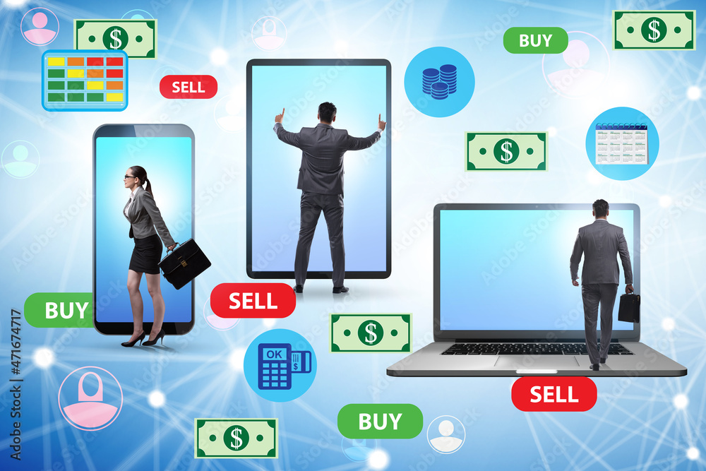 Online currency trading concept with business people Online currency trading concept with business people
