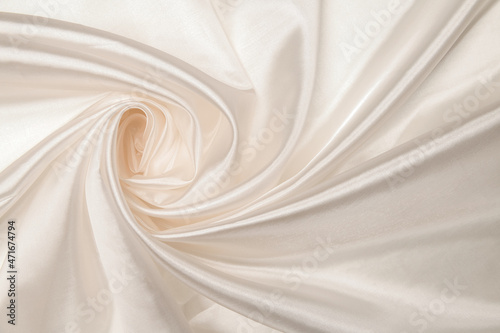 Background, texture. Template. Silk fabric, pearl organza, cream color.