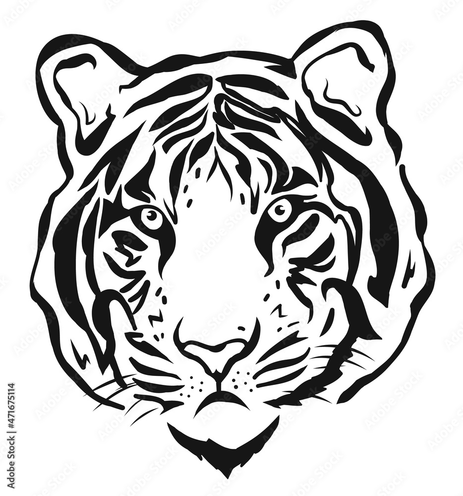 Tiger head silhouette vector illustration. 2022 new year symbol