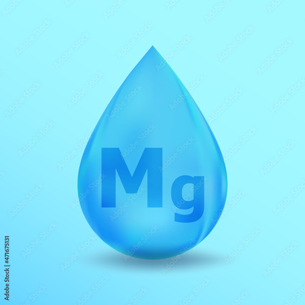 Realistic Mineral drop Mg Magnesium design. Blue nutrition design for beauty, cosmetic, heath advertising. Mg Magnesium Mineral design Realistic Mineral drop Mg Magnesium design. Blue nutrition design for beauty, cosmetic, heath advertising. Mg Magnesium Mineral design