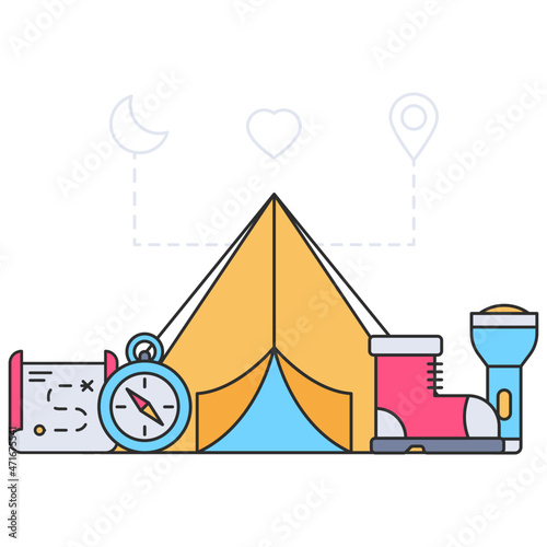 Camping time illustration, editable vector