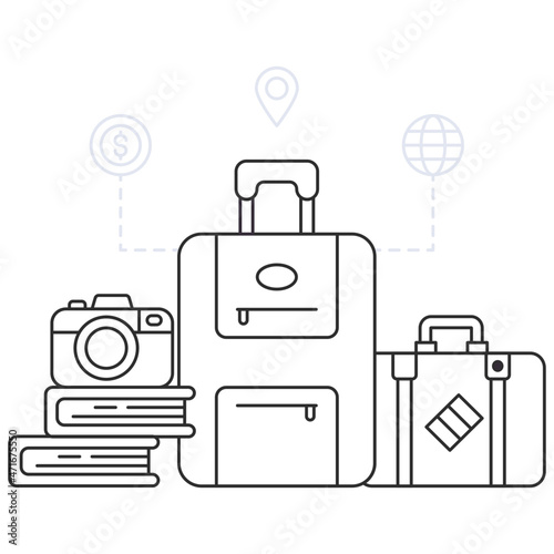 a ar illustration of travelling bags