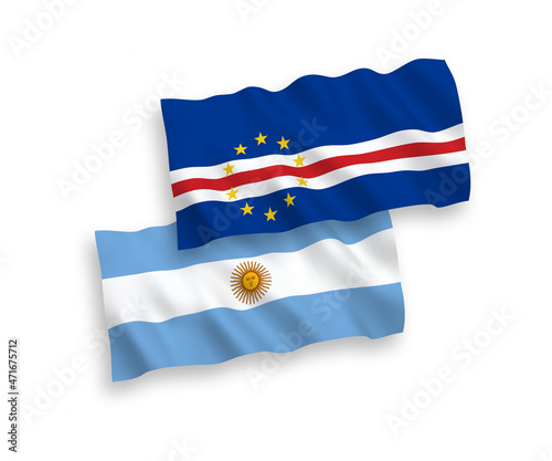 Free Download National vector fabric wave flags of Republic of Cabo Verde and Argentina isolated on white background. 1 to 2 proportion. - GFXLoad