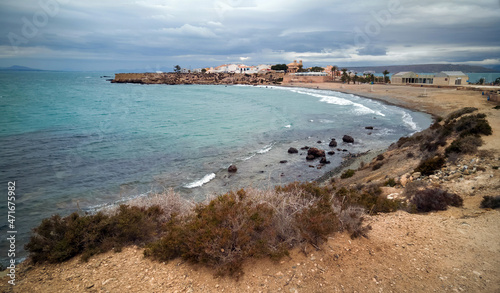 Tabarca island and beach in panoramic view, Alicante 
