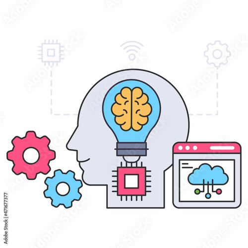 A flat design illustration of idea generation