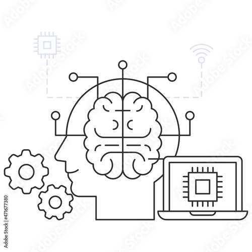 Trendy design illustration of machine learning