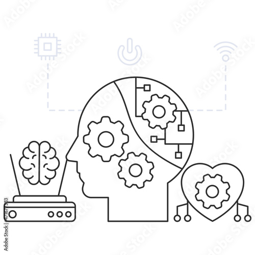 Modern design illustration of cybernetics