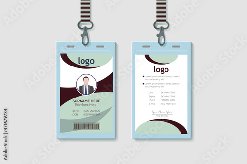 Corporate Office Vertical Double-sided ID Card Design Template. Flat Identity Card Design Vector Illustration