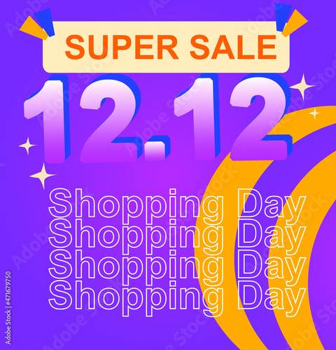 12 12 promo design illustration with bright colors and cool assets attracts buyers and customers and mobile phone illustration

