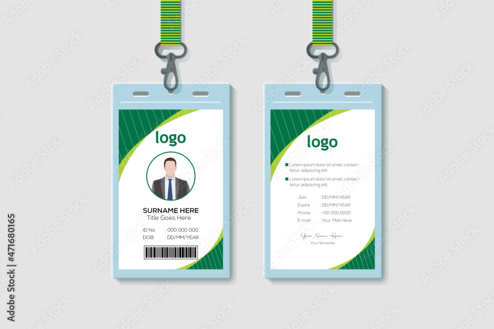 Simple and Clean Green ID Card Design Template Simple and Clean Green ID Card Design Template