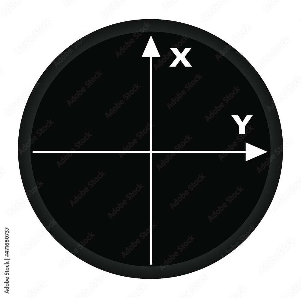 Rounded Icon On Black Background Of Cartesian X And Y Axes Vector