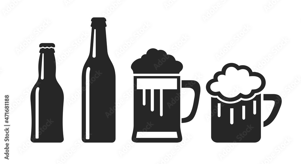 Beer cup and bottle vector icon - obrazy, fototapety, plakaty 