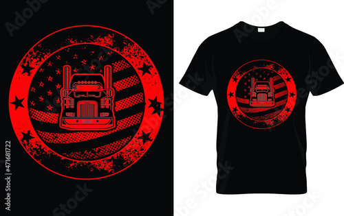 Truck Driver American Flag Trucker Gift T-Shirt American Trucker Tee