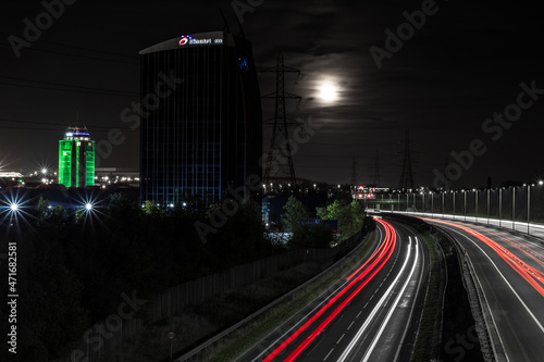 Staffordshire, England September 27, 2018 - Cannock m6 toll long exposure over motorway photo