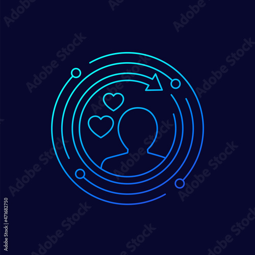 customer retention icon, client satisfaction line vector