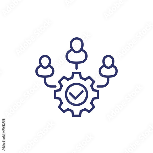 cooperation, coworking and teamwork line icon on white