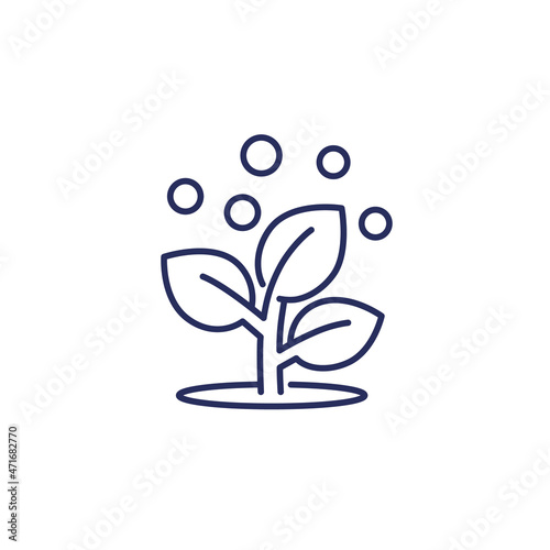 fertilizer and plant, fertilization line icon