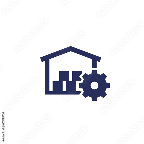 warehouse, distribution optimization icon on white