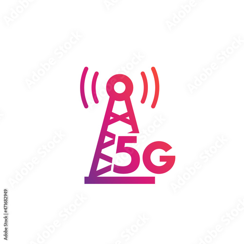 5G antenna icon on white, vector