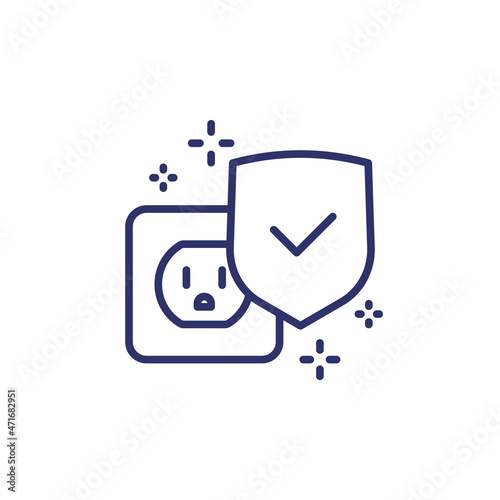 surge protection line icon with a shield
