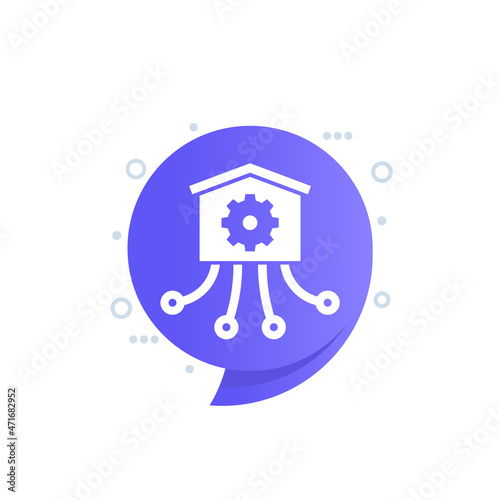 warehouse, distribution or logistics optimization vector icon
