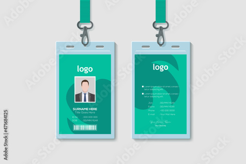 Abstract Waves Vertical Double-sided ID Card Template. Flat Identity Card Design Vector Illustration