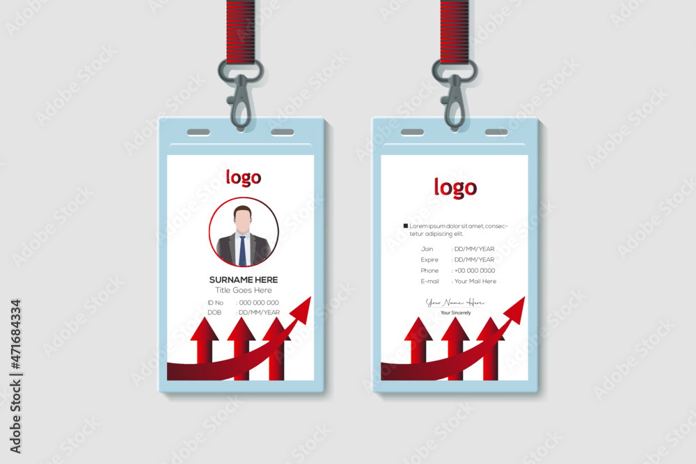 Marketing ID Card Template. Vertical Double-sided Multipurpose For Company Stuff Identity Card Design. Vector Illustration Marketing ID Card Template. Vertical Double-sided Multipurpose For Company Stuff Identity Card Design. Vector Illustration