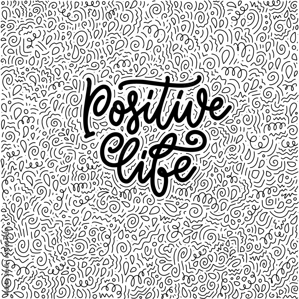 Positive lettering slogan with doodle elements. Funny quote for blog, poster and print design. Vector