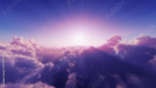 fly over sunset clouds