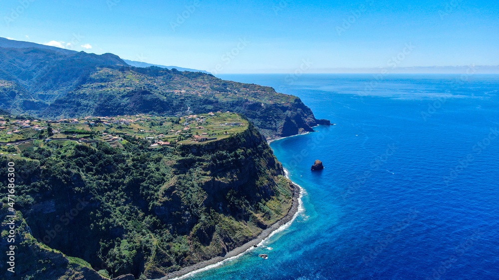 coast with high cliffs in santana, Madeira