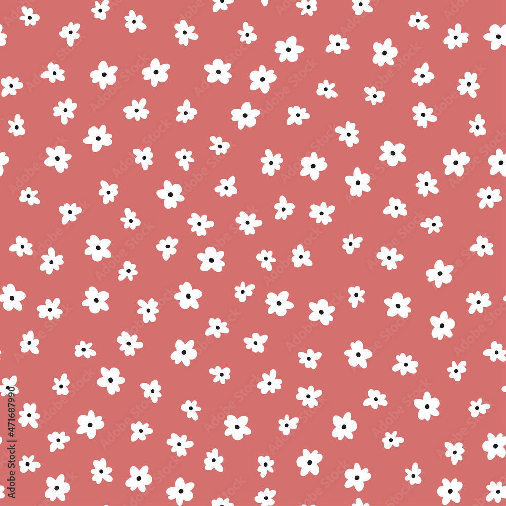 Pink seamless pattern with white flowers Pink seamless pattern with white flowers
