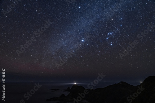 鹿児島県佐多岬と冬の星空