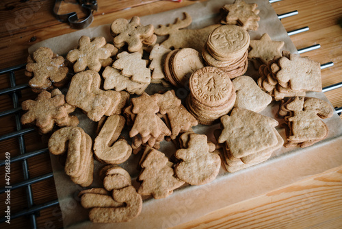 Homemade shortbread cookies. Christmas cookies. Gingerbreads.