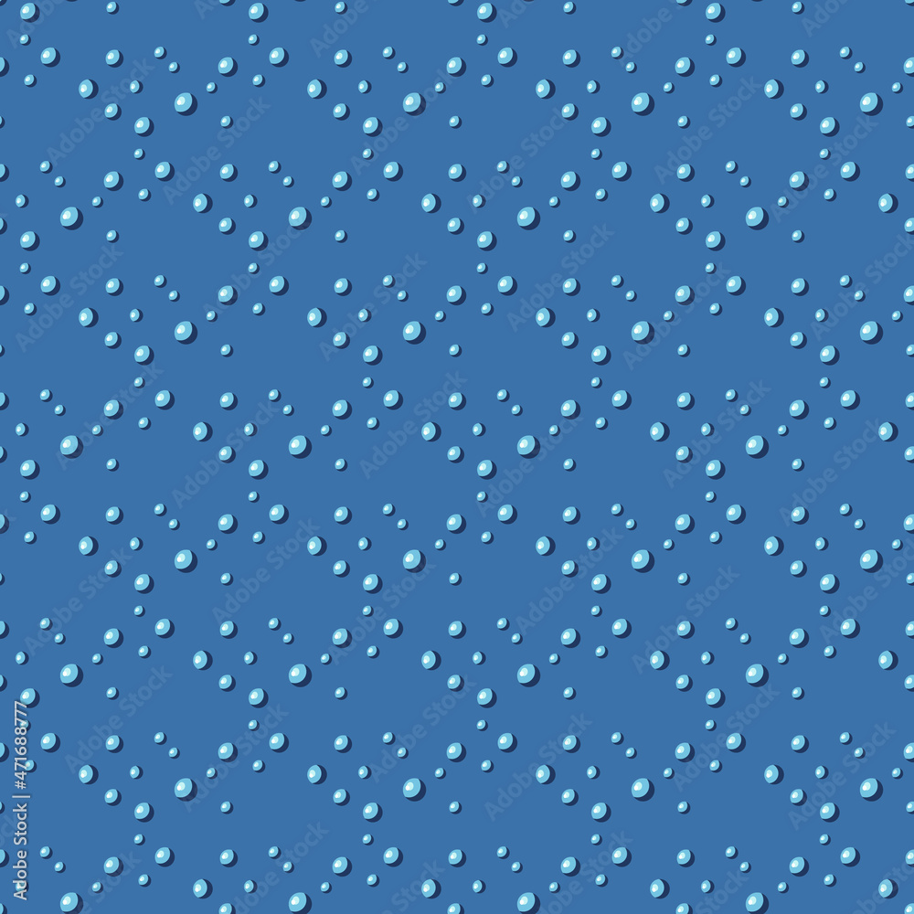 Seamless pattern bubbles on blue background. Grid flat texture of soap for any purpose.