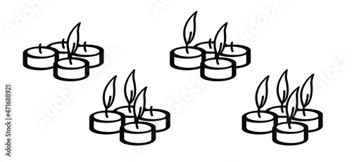 first, second or fourth advent day. Candle day on 11 december. Light fire lamp. Drawing, burning candle flame Vector pictogram. Earth hour, burning memorial candles, Old candlestick. Christmas xmas.