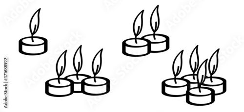 first, second or fourth advent day. Candle day on 11 december. Light fire lamp. Drawing, burning candle flame Vector pictogram. Earth hour, burning memorial candles, Old candlestick. Christmas xmas.