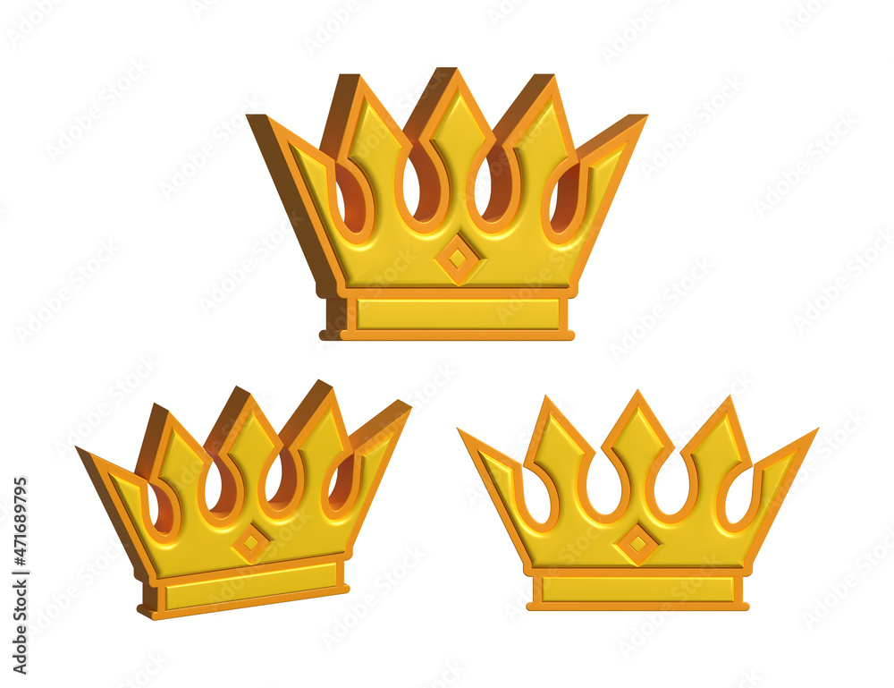 Crown of king isolated on white background. Gold royal icon. illustration. Crown of king isolated on white background. Gold royal icon. illustration.