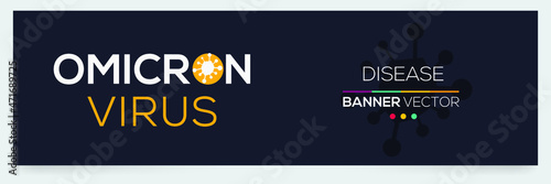 Omicron virus, new COVID-19 variant, Banner Word with Icons, Vector illustration.