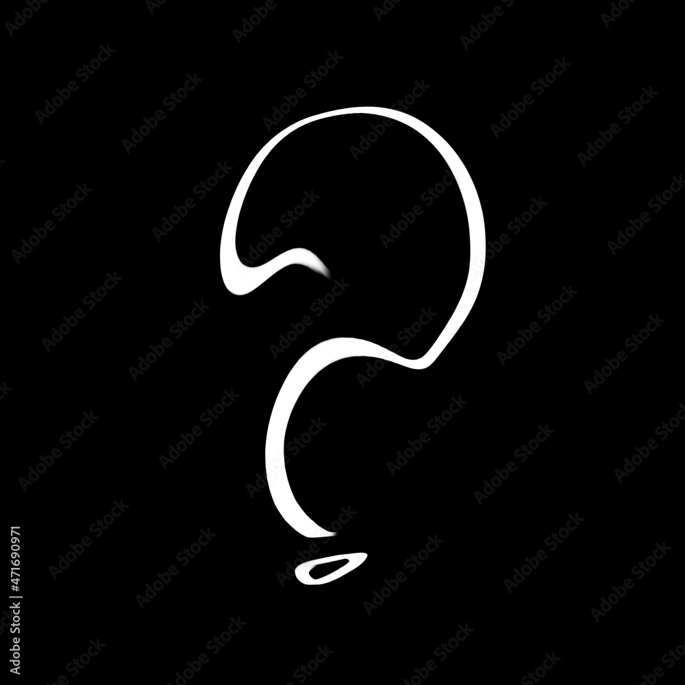 A drawn question mark. Question symbol. Hand-drawn interrogation icons or a sketch for questions. Illustration with doodles.