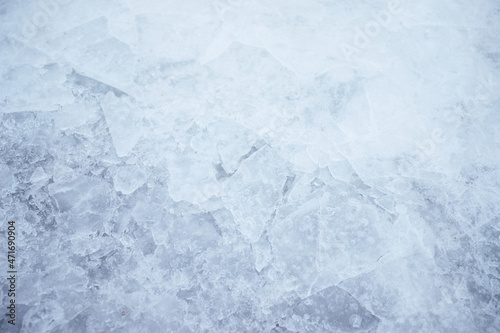 Ice field surface in winter, ice texture