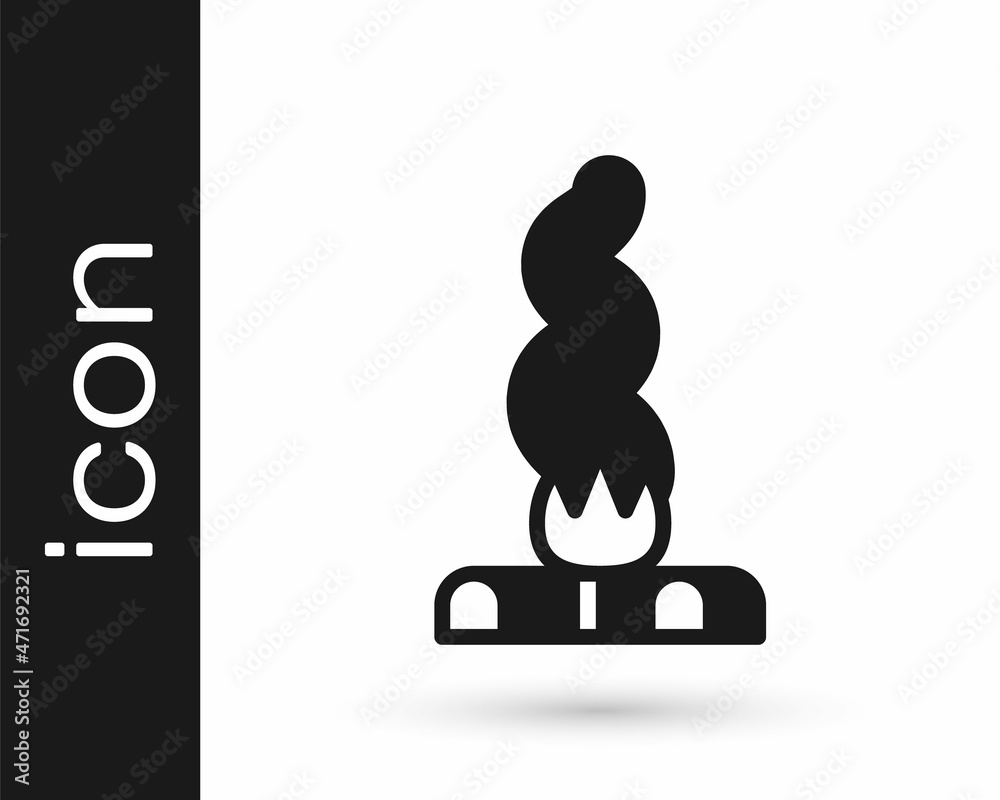 Black Campfire icon isolated on white background. Burning bonfire with wood. Vector