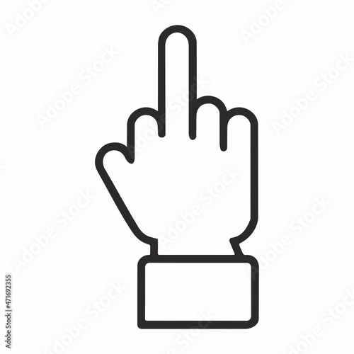 Fuck You Middle Finger Sign Hand Gesture Icon, thumb insulting gesture emoji.