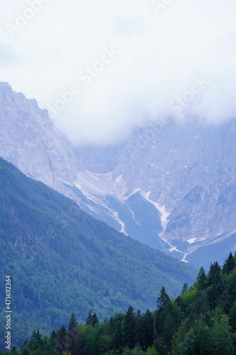 Misty alpine mountain view panorama in Slovenia © Martins Vanags