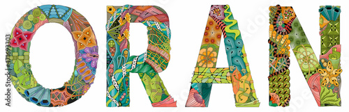 Oran is a major coastal city located in the north-west of Algeria. Vector decorative zentangle object for decoration