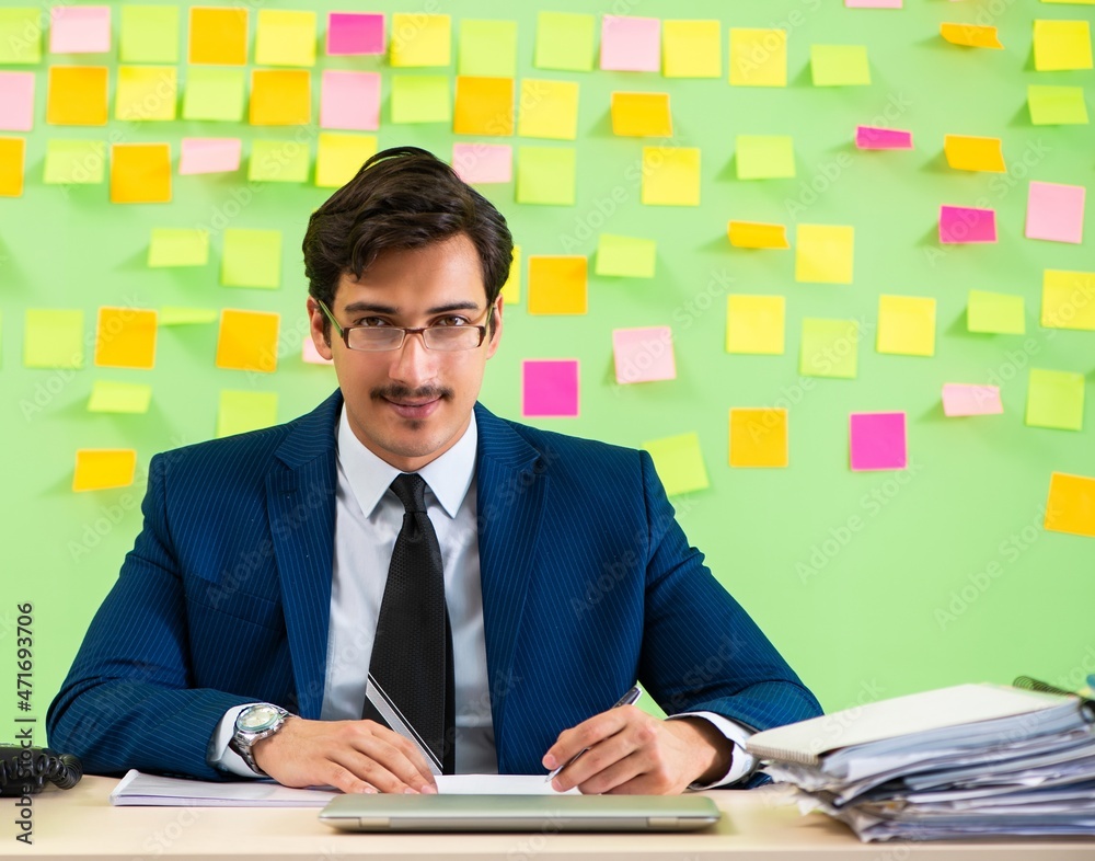 Businessman having trouble with his priorities Businessman having trouble with his priorities